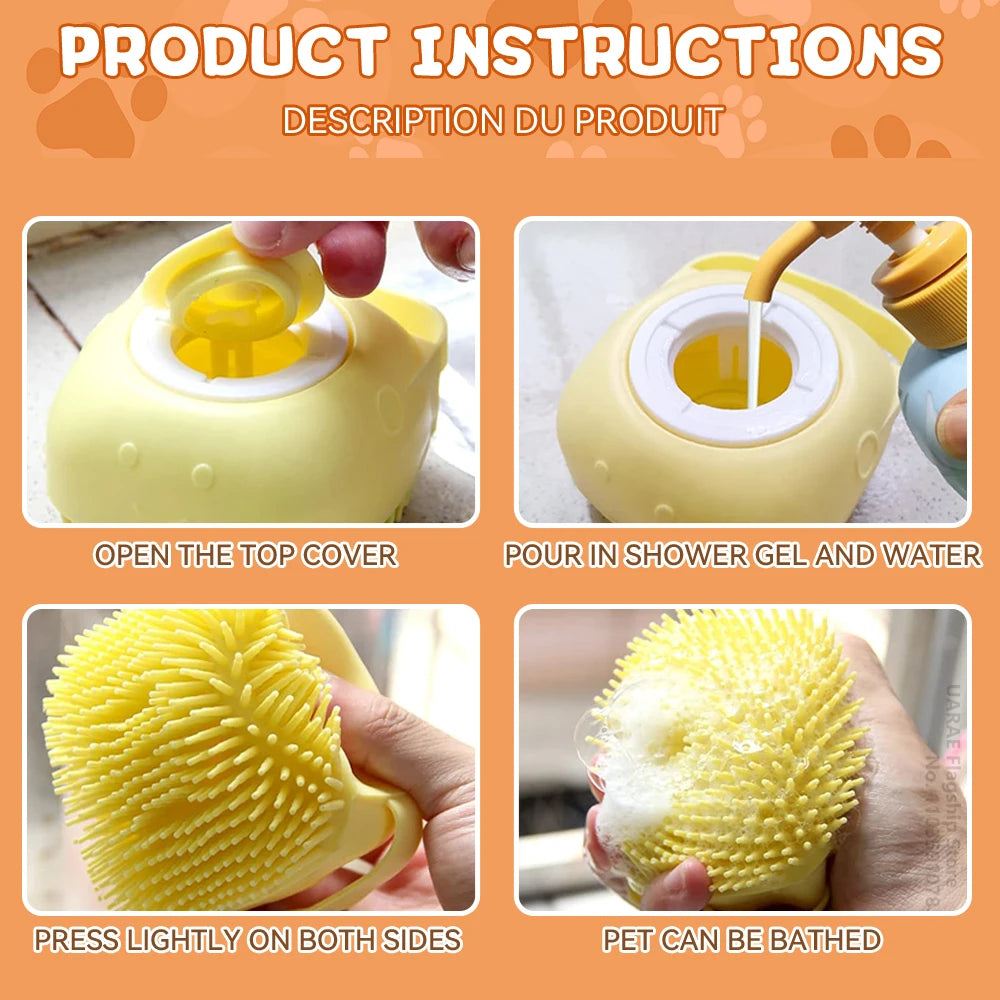 Pet Bath Brush & Massage Tool for Dogs and Cats