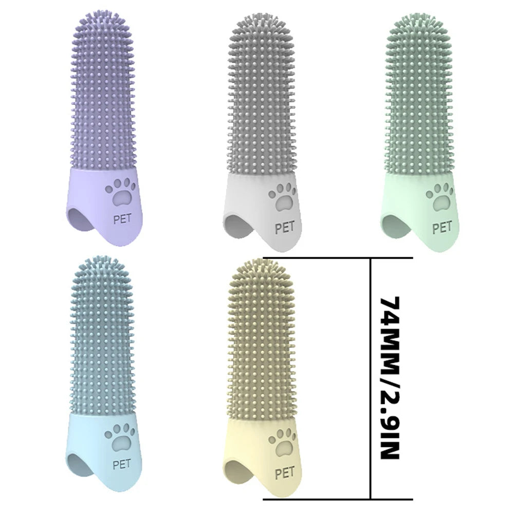 Silicone Pet Finger Toothbrush for Cats & Dogs