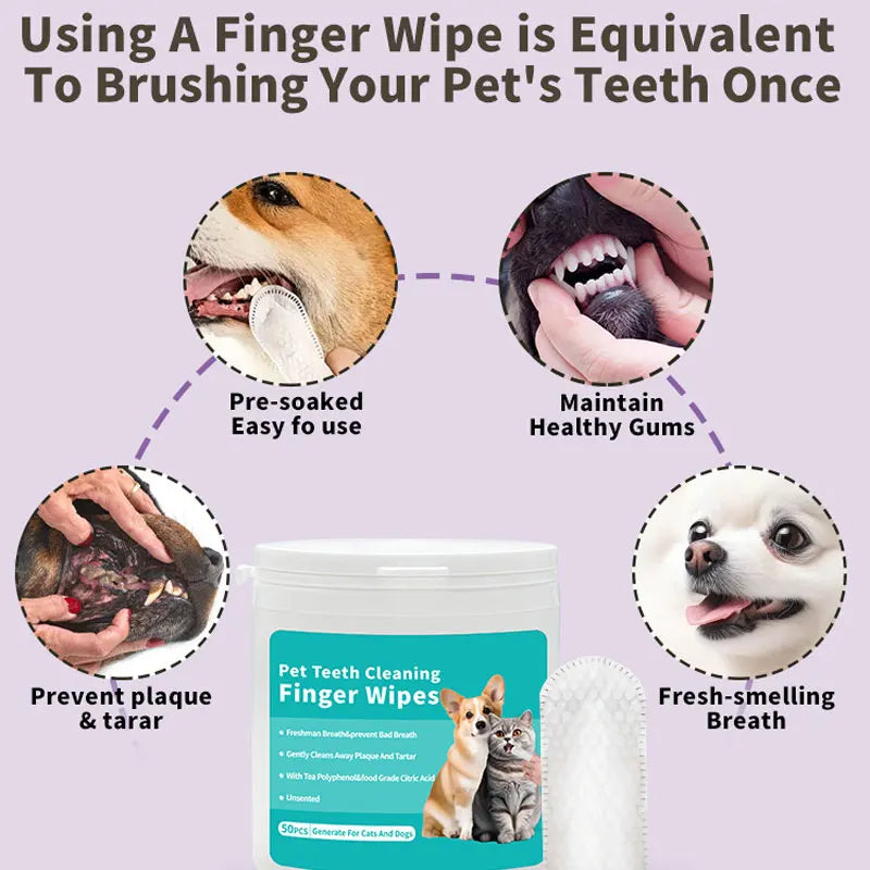 Pet Teeth Cleaning Finger Wipes