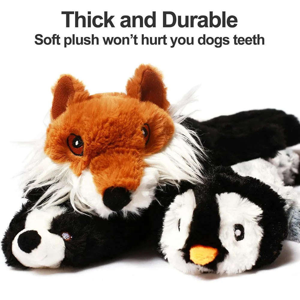 Durable Stuffingless Dog Toy with Squeakers & Crinkle
