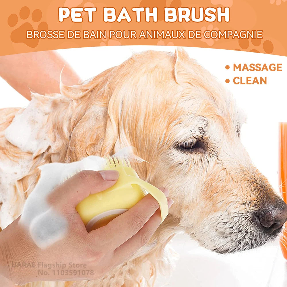 Pet Bath Brush & Massage Tool for Dogs and Cats