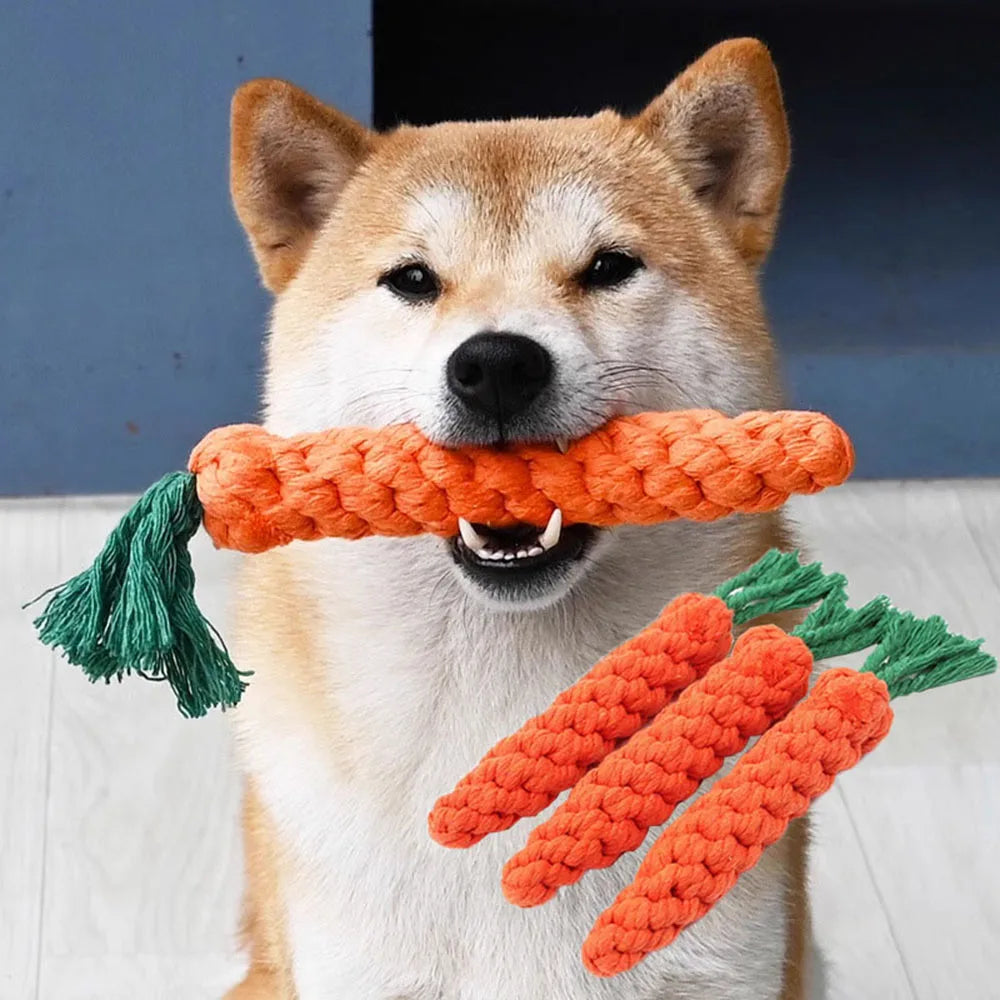 Carrot-Shaped Dog Chew Rope Toy